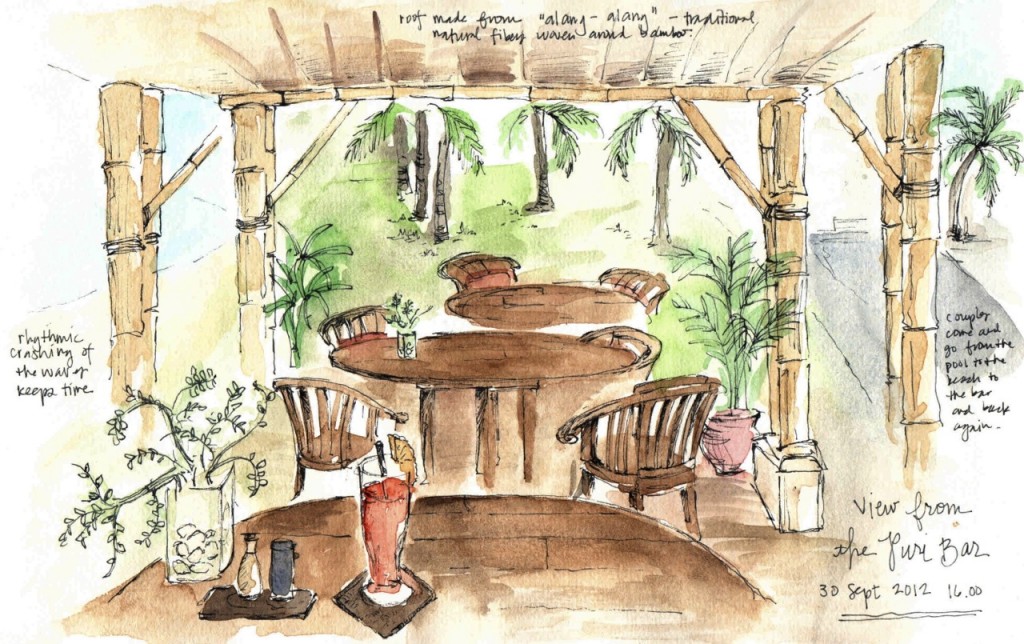 Sketch of Puri Bar, Bali Travel sketches of Bali