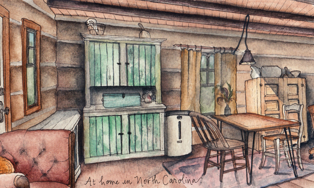 Sketching North Carolina: Home is a cabin in the woods