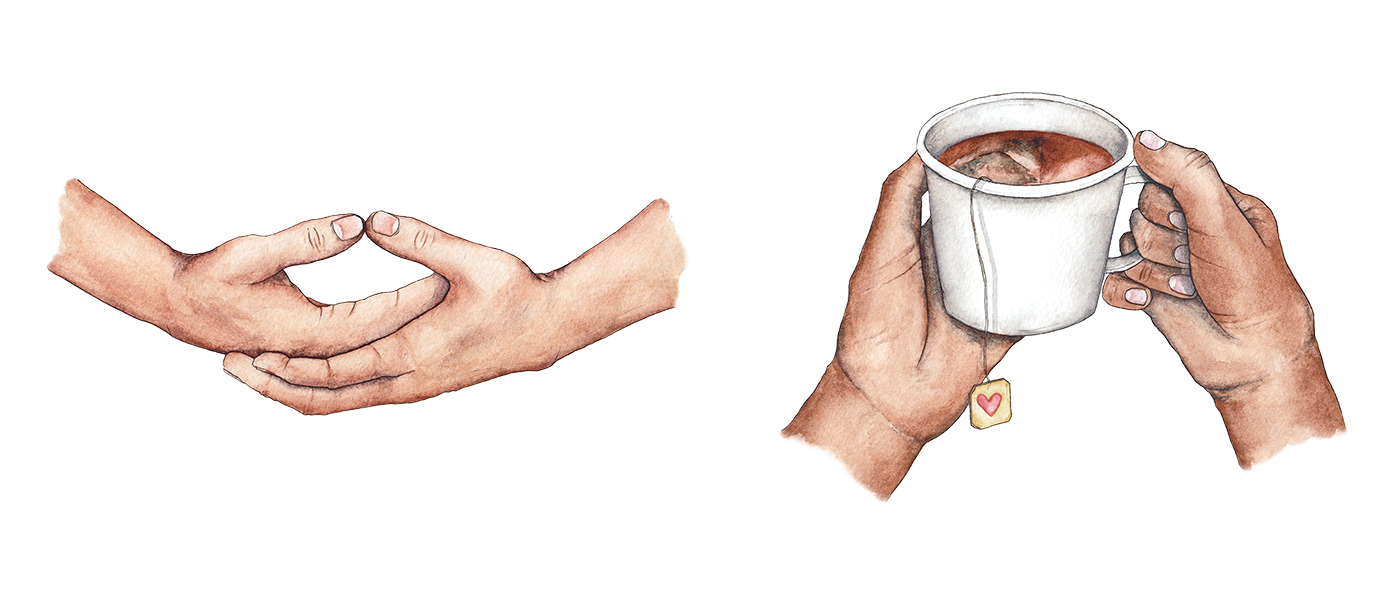 watercolor illustrations of hands