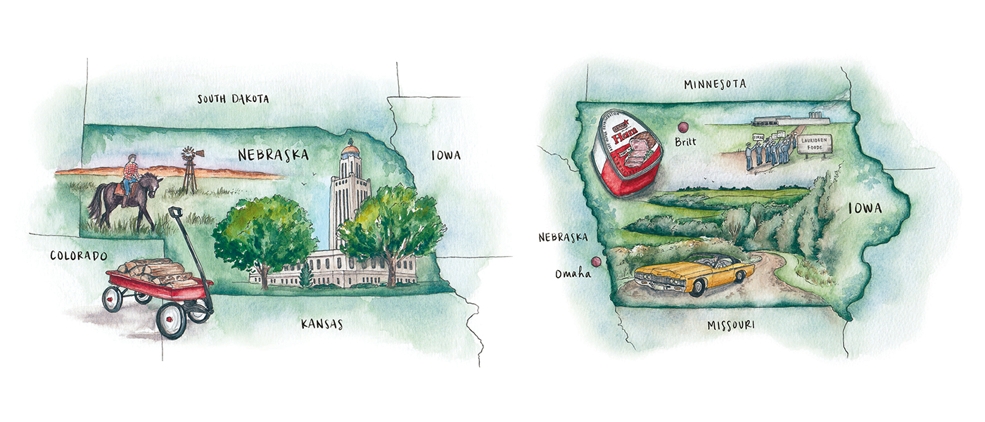 Watercolor maps of the United States